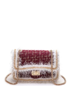 Tweed Fuzzy Small Swing Bag 6296PP RED